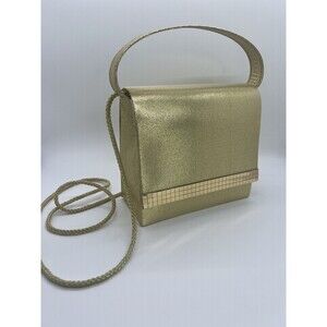 Daniel Ames Gold Metallic Clutch Purse With Strap Handle Formal Evening Handbag